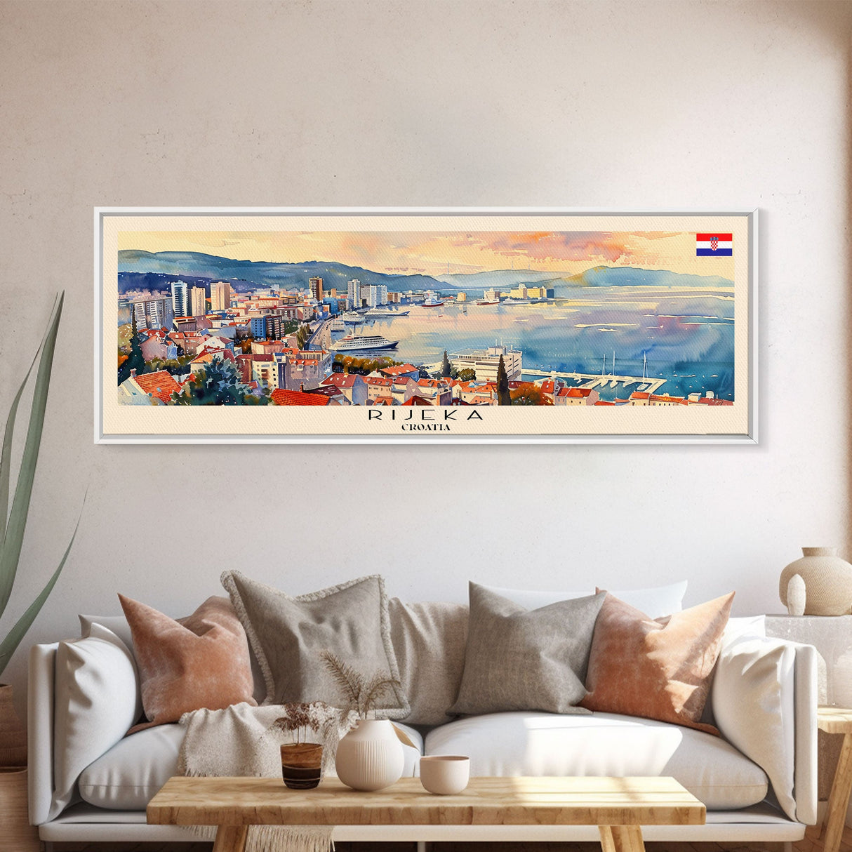 Rijeka Croatia Travel Print Wall Art, Panoramic City Art, Travel Art, Wall Decor, Vacation Gift, Framed Canvas Print Or Metal Art