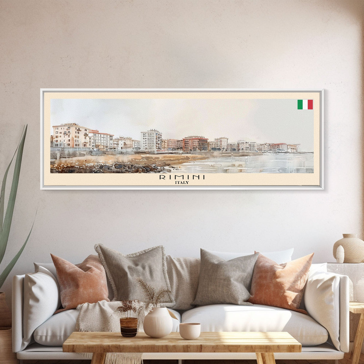 Rimini Italy Travel Art, City Art, Framed Canvas Print or Metal Wall Art, Europe Travel Poster, Panoramic Wall Art, Extra Wide Wall Art