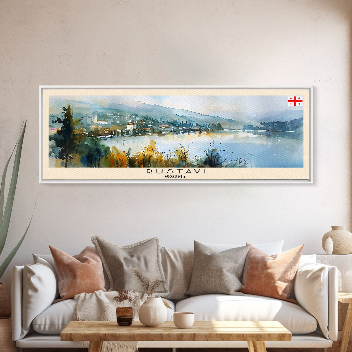 Rustavi Georgia Travel Art, City Art, Framed Canvas Print or Metal Wall Art, Europe Travel Poster, Panoramic Wall Art, Extra Wide Wall Art