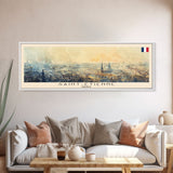 Saint Etienne France Panoramic Travel Poster, Framed Canvas Print or Metal Wall Art, Travel Art, Home Decor, Panoramic Painting, Midcentury Art