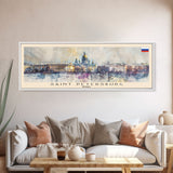 Saint Petersburg Russia Wall Art, Panoramic Travel Poster, Panoramic Framed Canvas Print, City Wall Art, Wall Hanging Home Decor, Travel Art