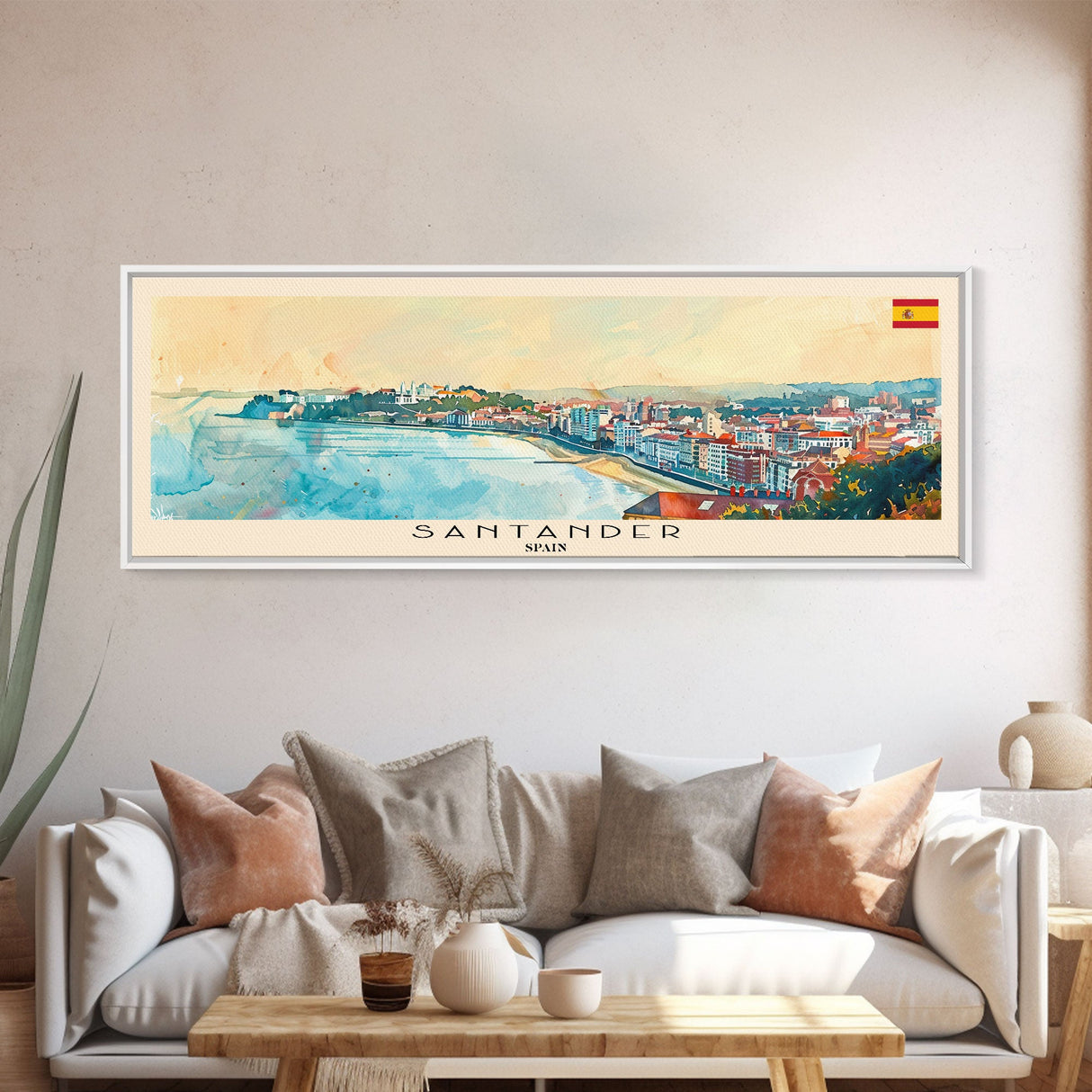 Santander Spain Travel Print Wall Art, Panoramic City Art, Travel Art, Wall Decor, Vacation Gift, Framed Canvas Print Or Metal Art