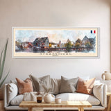 Strasbourg France Panoramic Travel Poster, Framed Canvas Print or Metal Wall Art, Travel Art, Home Decor, Panoramic Painting, Midcentury Art