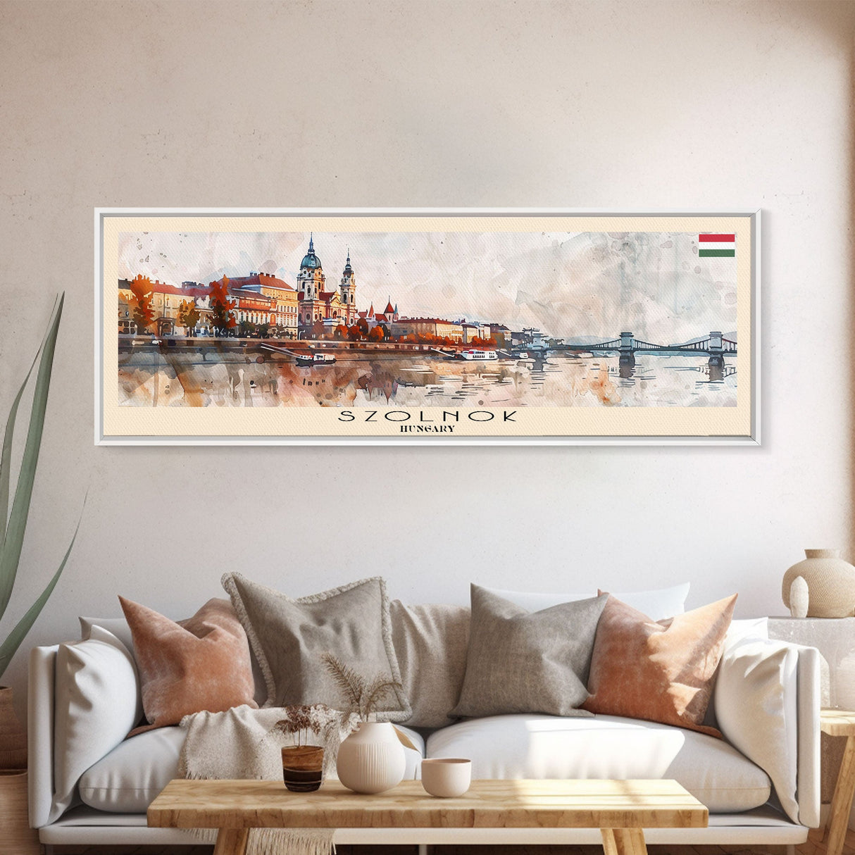 Szolnok Hungary Wall Art, Panoramic Travel Poster, Panoramic Framed Canvas Print, City Wall Art, Wall Hanging Home Decor, Travel Art