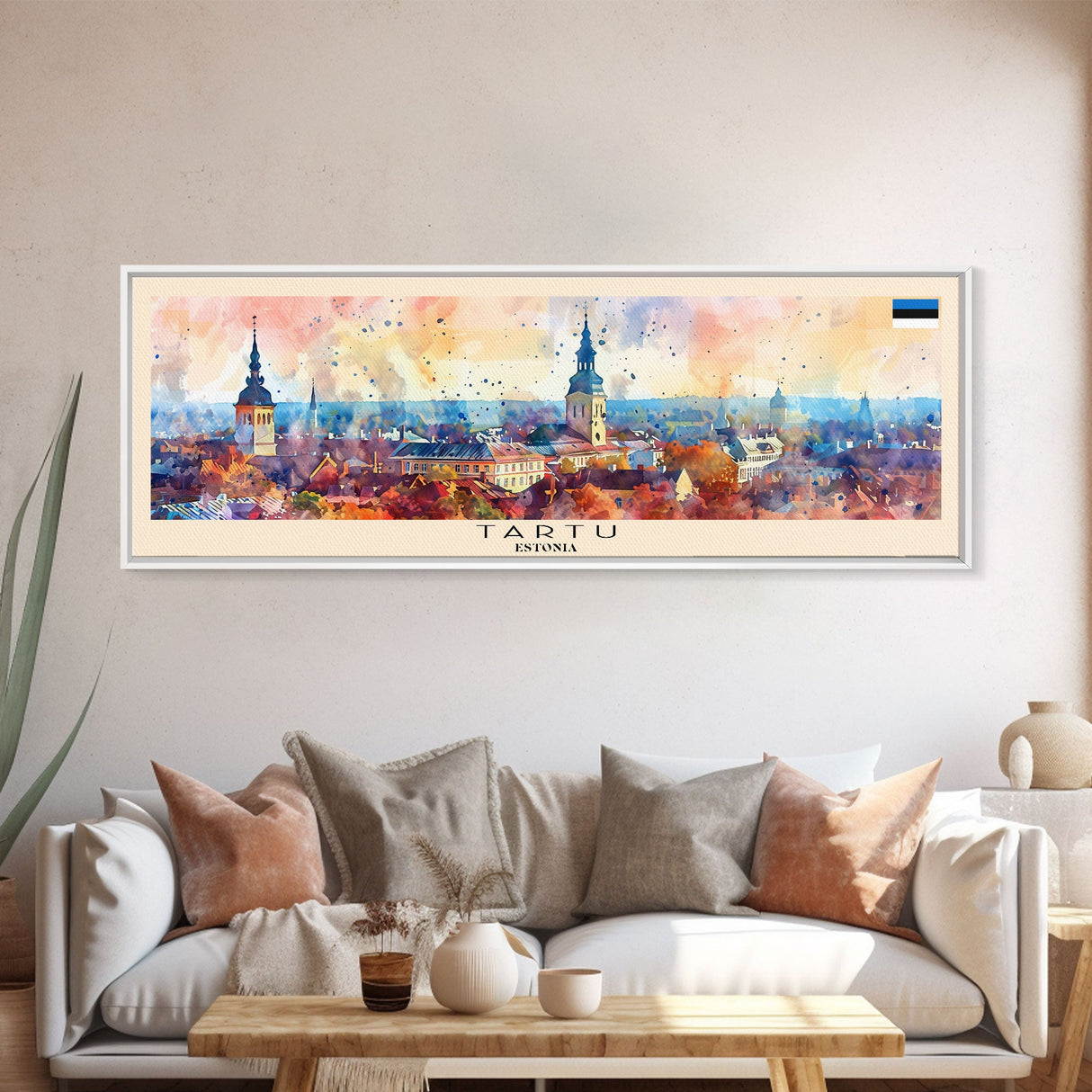 Tartu Estonia Wall Art, Panoramic Travel Poster, Panoramic Framed Canvas Print, City Wall Art, Wall Hanging Home Decor, Travel Art