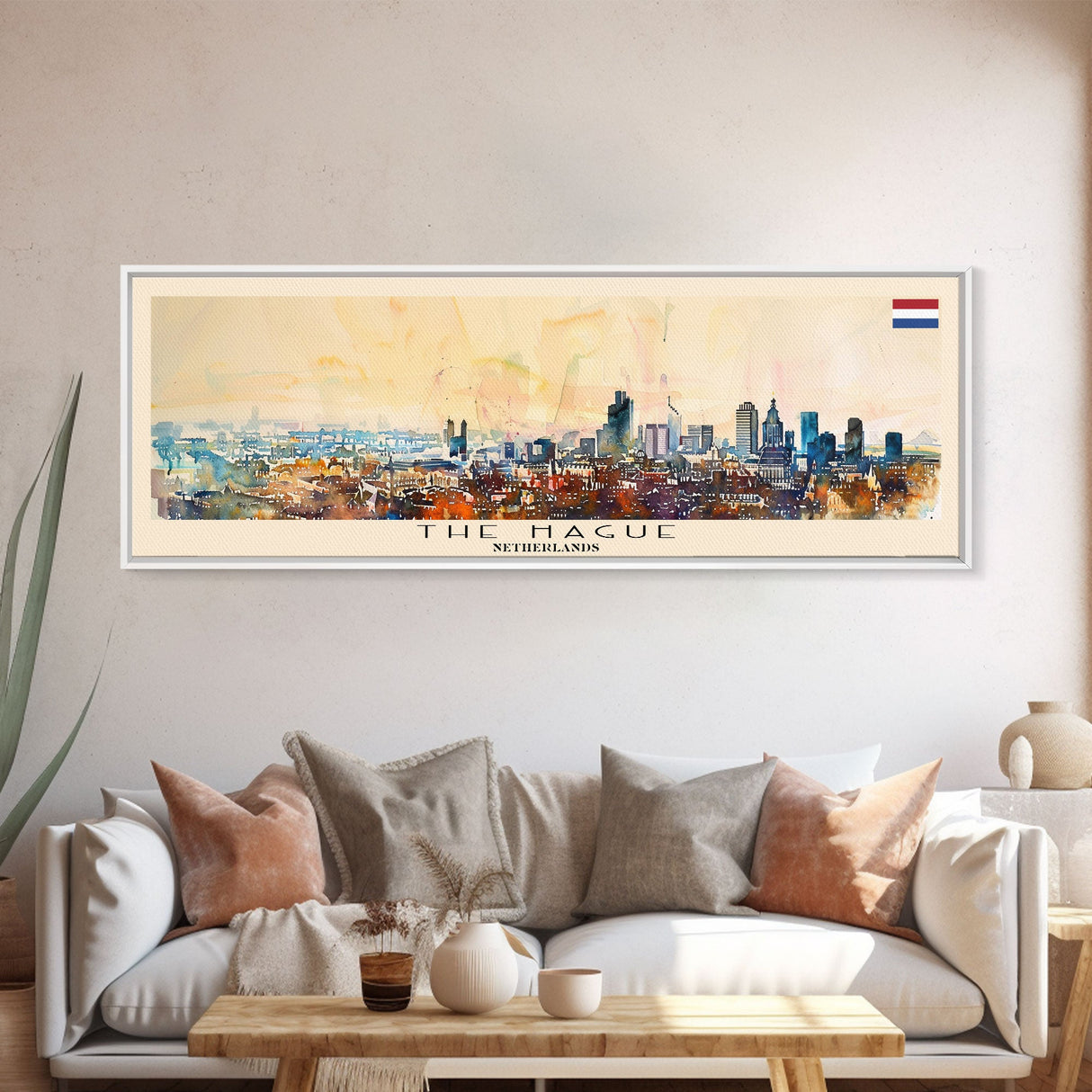 The Hague Netherlands Travel Print Wall Art, Panoramic City Art, Travel Art, Wall Decor, Vacation Gift, Framed Canvas Print Or Metal Art