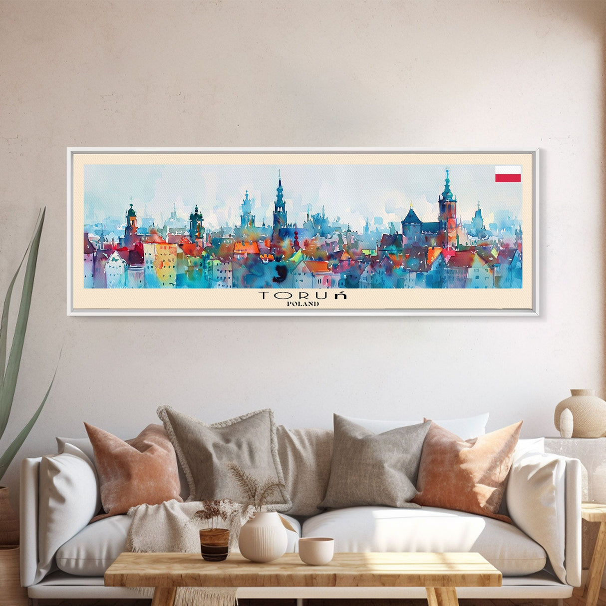 Torun Poland Travel Art, City Art, Framed Canvas Print or Metal Wall Art, Europe Travel Poster, Panoramic Wall Art, Extra Wide Wall Art