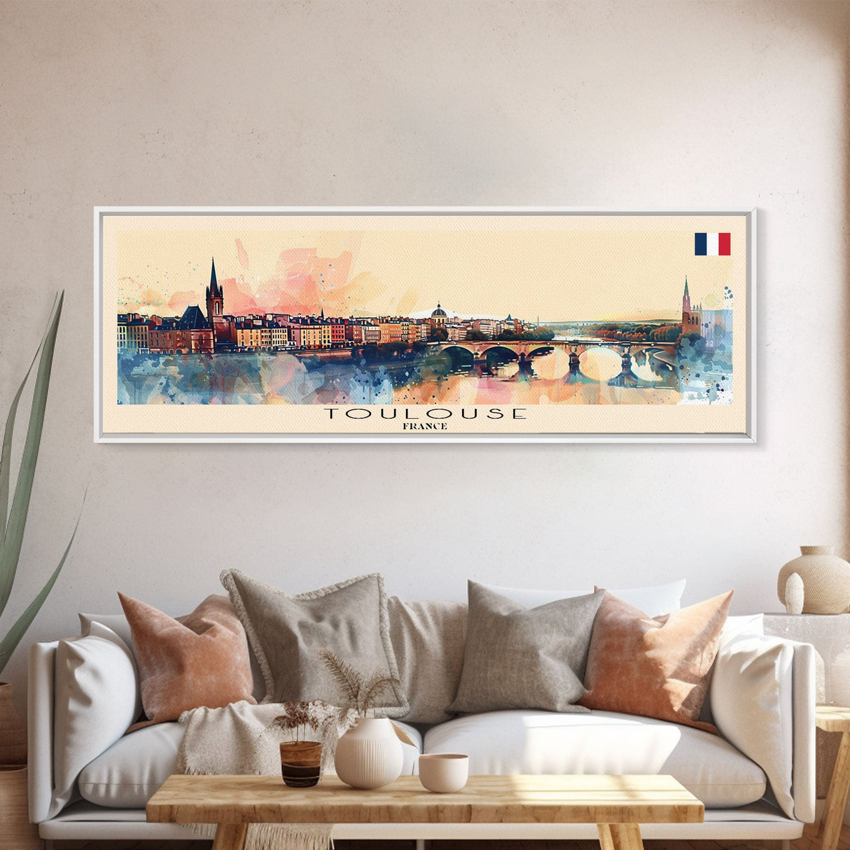 Toulouse France Wall Art, Panoramic Travel Poster, Panoramic Framed Canvas Print, City Wall Art, Wall Hanging Home Decor, Travel Art