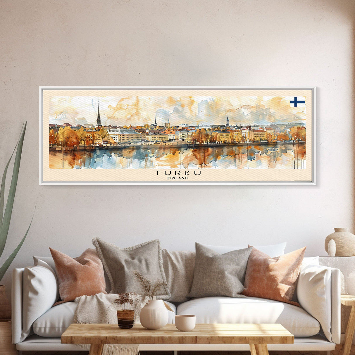 Turku Finland Wall Art, Panoramic Travel Poster, Panoramic Framed Canvas Print, City Wall Art, Wall Hanging Home Decor, Travel Art