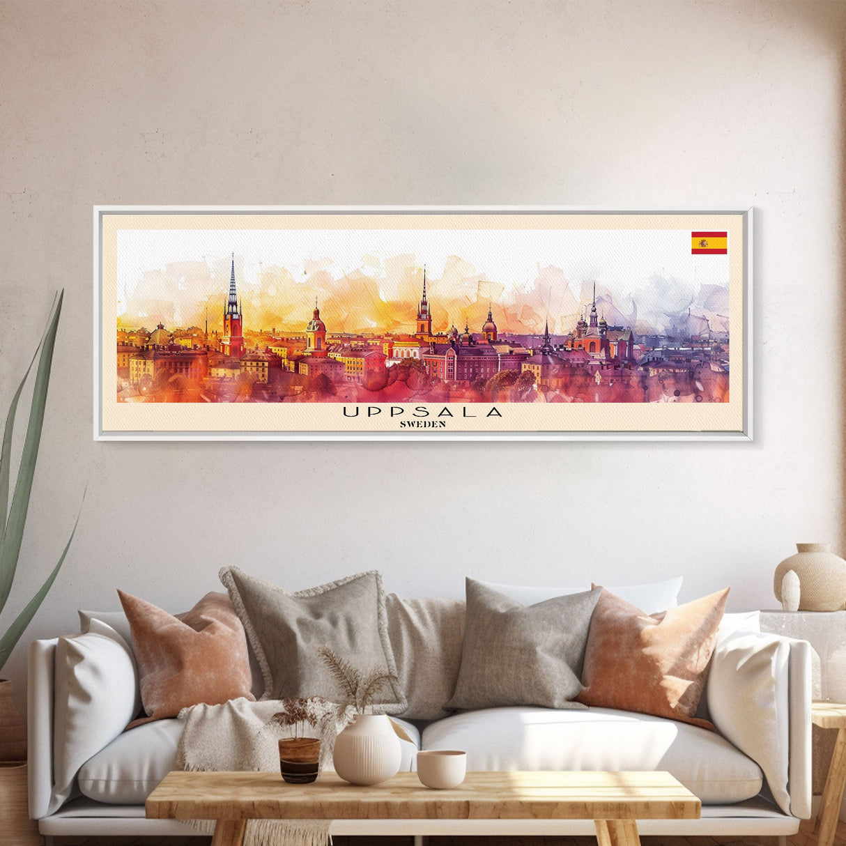 Uppsala Sweden Wall Art, Panoramic Travel Poster, Panoramic Framed Canvas Print, City Wall Art, Wall Hanging Home Decor, Travel Art