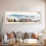 Valjevo Serbia Panoramic Travel Poster, Framed Canvas Print or Metal Wall Art, Travel Art, Home Decor, Panoramic Painting, Midcentury Art