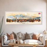 Varadin Croatia Panoramic Travel Poster, Framed Canvas Print or Metal Wall Art, Travel Art, Home Decor, Panoramic Painting, Midcentury Art