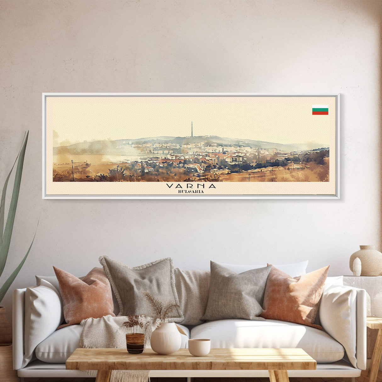 Varna Bulgaria Wall Art, Panoramic Travel Poster, Panoramic Framed Canvas Print, City Wall Art, Wall Hanging Home Decor, Travel Art