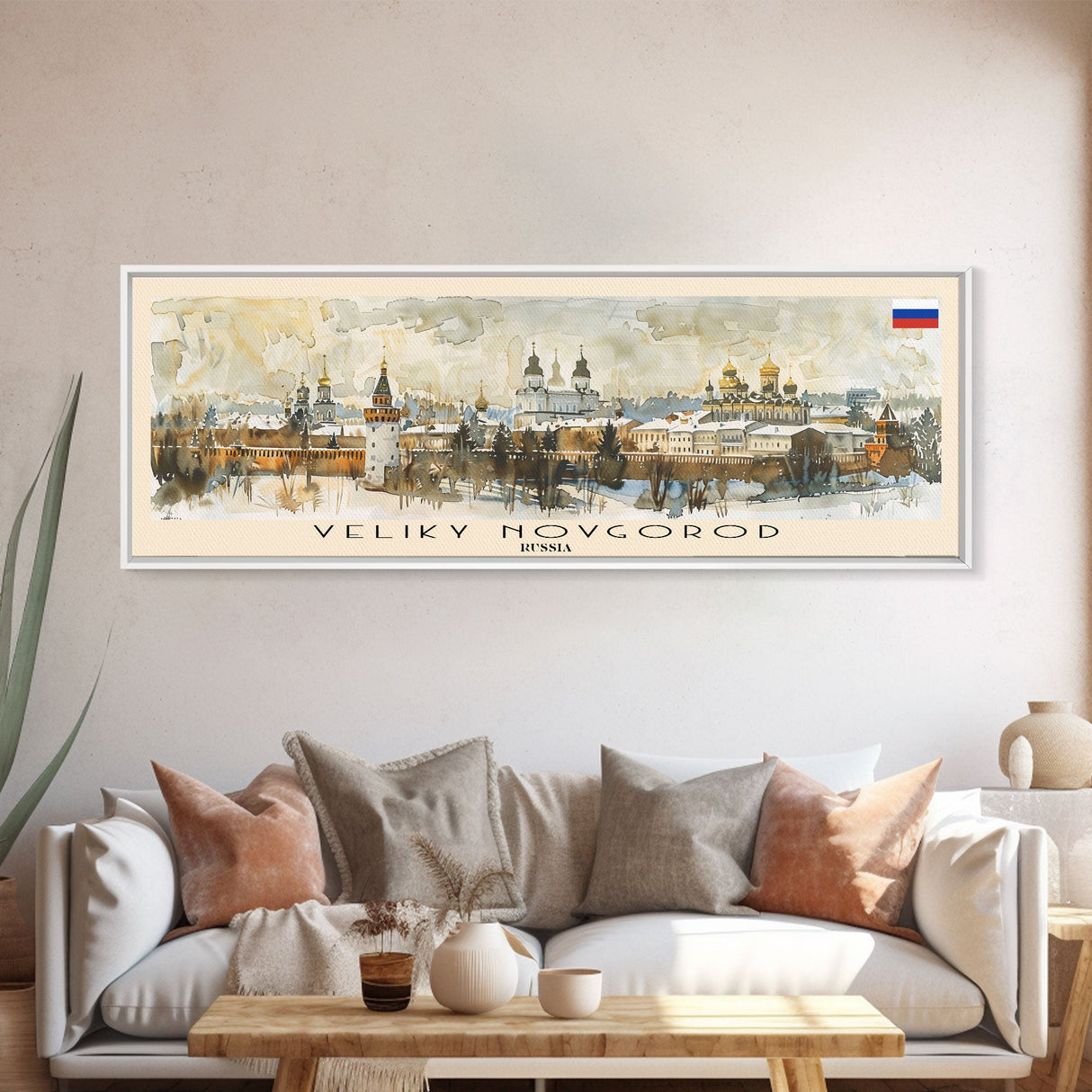 Veliky Novgorod Russia Wall Art, Panoramic Travel Poster, Panoramic Framed Canvas Print, City Wall Art, Wall Hanging Home Decor, Travel Art