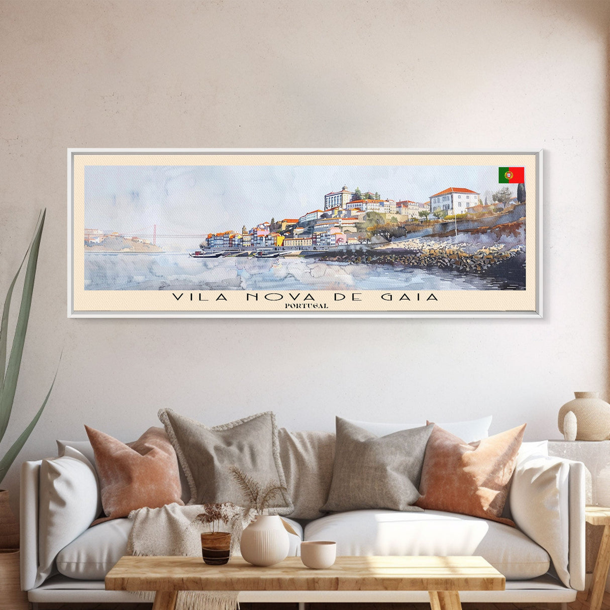 Vila Nova de Gaia Portugal Travel Print Wall Art, Panoramic City Art, Travel Art, Wall Decor, Vacation Gift, Framed Canvas Print Or Metal Art