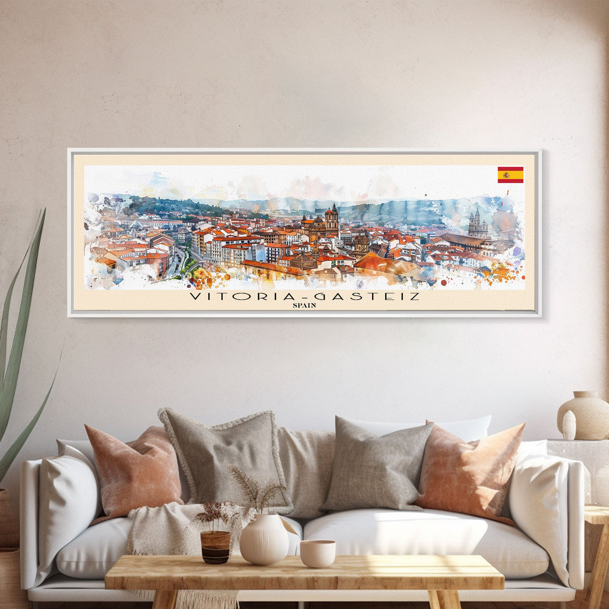 Vitoria Gasteiz Spain Travel Art, City Art, Framed Canvas Print or Metal Wall Art, Europe Travel Poster, Panoramic Wall Art, Extra Wide Wall Art