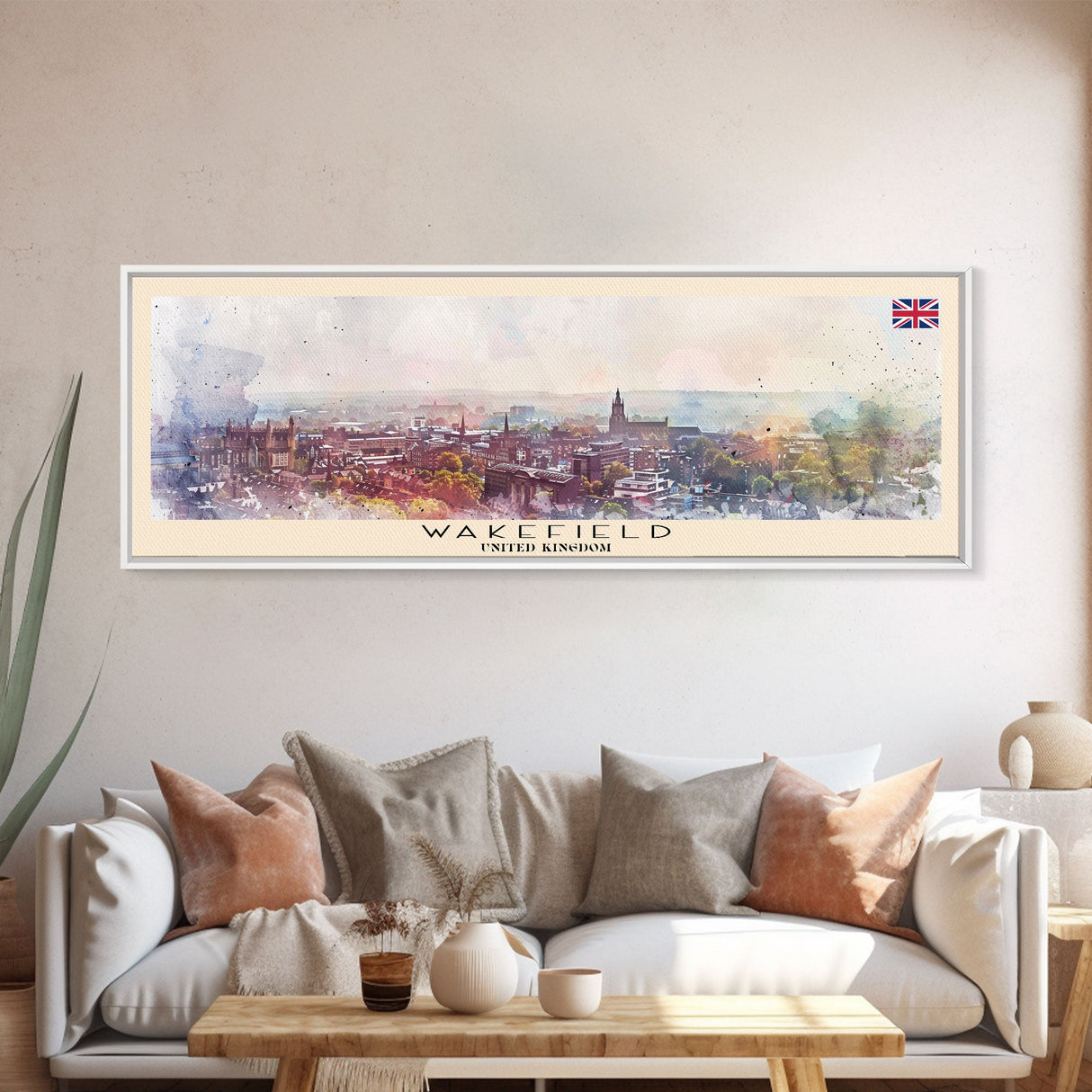 Wakefield United Kingdom Travel Print Wall Art, Panoramic City Art, Travel Art, Wall Decor, Vacation Gift, Framed Canvas Print Or Metal Art