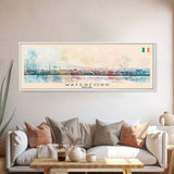 Waterford Ireland Panoramic Travel Poster, Framed Canvas Print or Metal Wall Art, Travel Art, Home Decor, Panoramic Painting, Midcentury Art