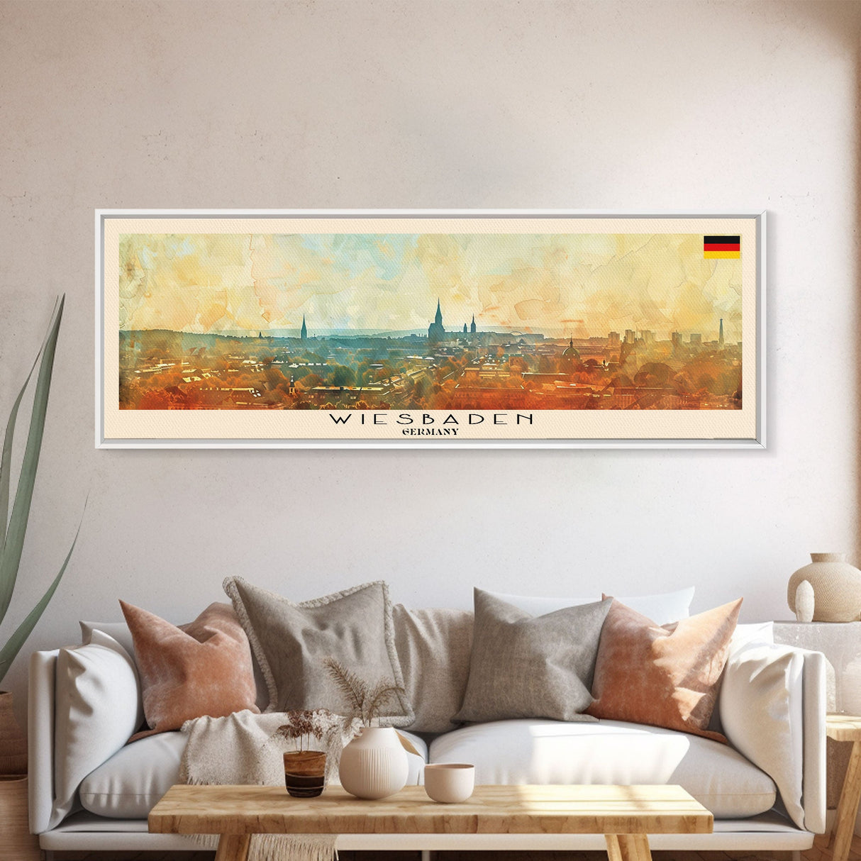 Wiesbaden Germany Travel Print Wall Art, Panoramic City Art, Travel Art, Wall Decor, Vacation Gift, Framed Canvas Print Or Metal Art