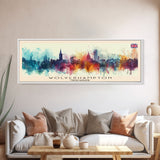 Wolverhampton United Kingdom Panoramic Travel Poster, Framed Canvas Print or Metal Wall Art, Travel Art, Home Decor, Panoramic Painting, Midcentury Art