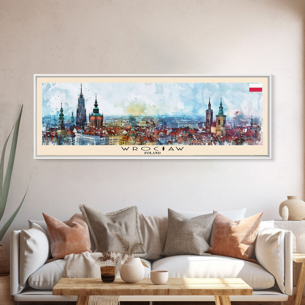 Wroclaw Poland Travel Print Wall Art, Panoramic City Art, Travel Art, Wall Decor, Vacation Gift, Framed Canvas Print Or Metal Art