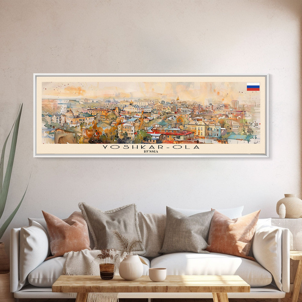 Yoshkar Ola Russia Panoramic Travel Poster, Framed Canvas Print or Metal Wall Art, Travel Art, Home Decor, Panoramic Painting, Midcentury Art