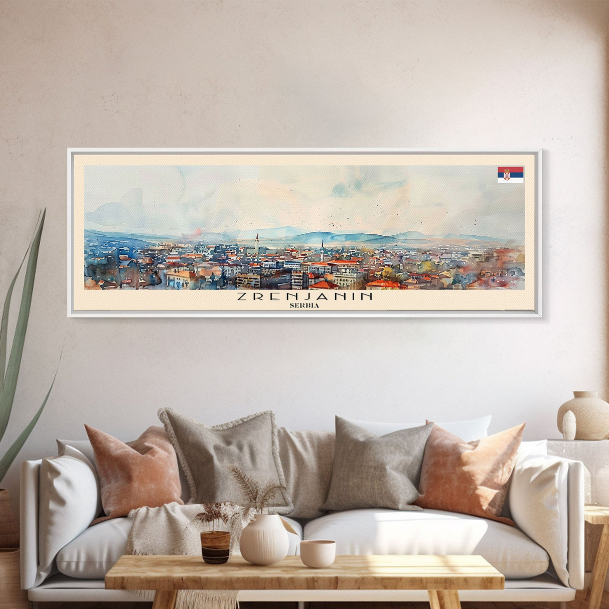 Zrenjanin Serbia Wall Art, Panoramic Travel Poster, Panoramic Framed Canvas Print, City Wall Art, Wall Hanging Home Decor, Travel Art