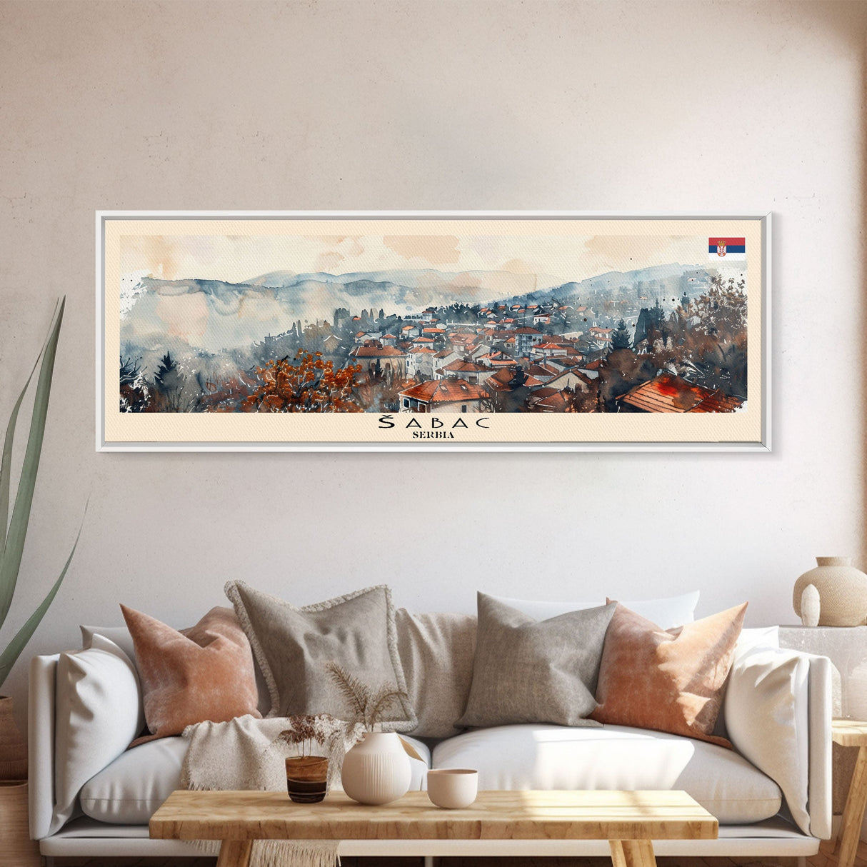 Šabac Serbia Wall Art, Panoramic Travel Poster, Panoramic Framed Canvas Print, City Wall Art, Wall Hanging Home Decor, Travel Art