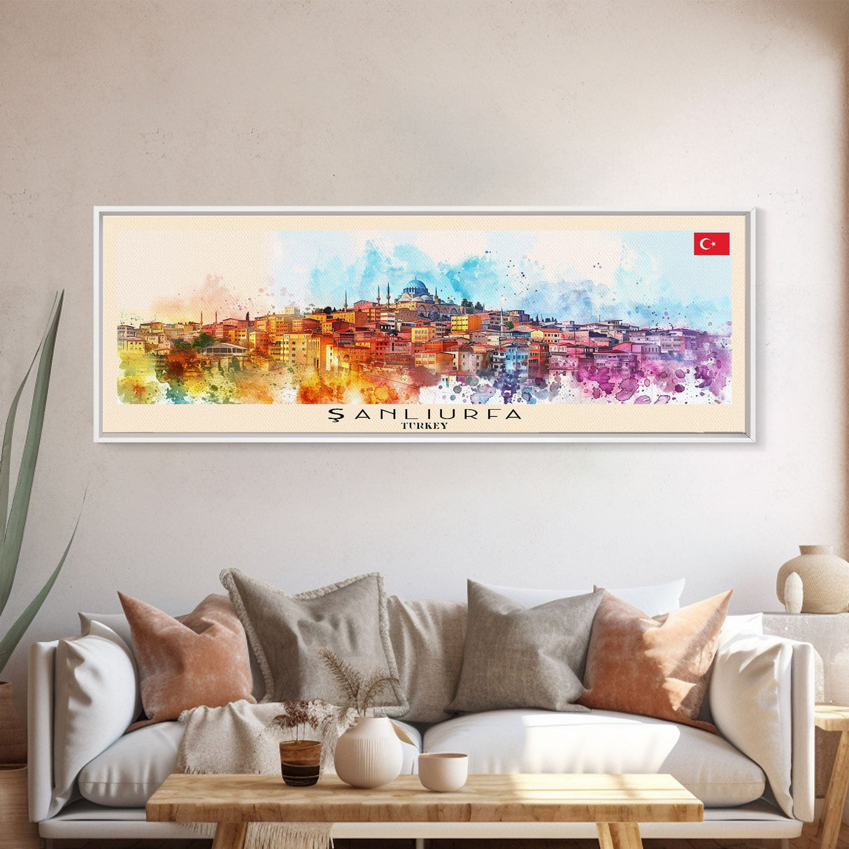 Şanlıurfa Turkey Travel Art, City Art, Framed Canvas Print or Metal Wall Art, Europe Travel Poster, Panoramic Wall Art, Extra Wide Wall Art