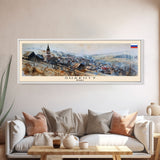 Shakhty Russia Panoramic Travel Poster, Framed Canvas Print or Metal Wall Art, Travel Art, Home Decor, Panoramic Painting, Midcentury Art