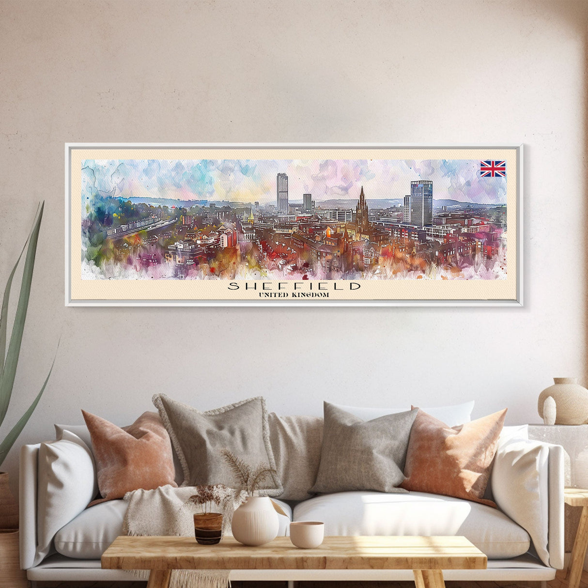 Sheffield United Kingdom Wall Art, Panoramic Travel Poster, Panoramic Framed Canvas Print, City Wall Art, Wall Hanging Home Decor, Travel Art