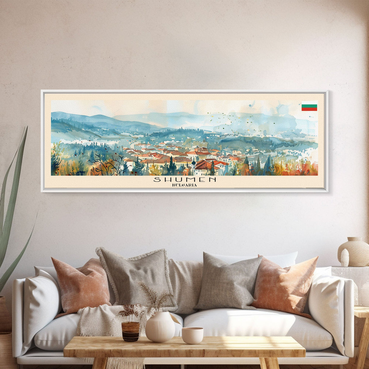 Shumen Bulgaria Travel Art, City Art, Framed Canvas Print or Metal Wall Art, Europe Travel Poster, Panoramic Wall Art, Extra Wide Wall Art