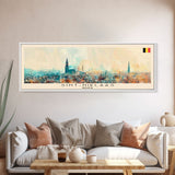 Saint Niklaas Belgium Wall Art, Panoramic Travel Poster, Panoramic Framed Canvas Print, City Wall Art, Wall Hanging Home Decor, Travel Art