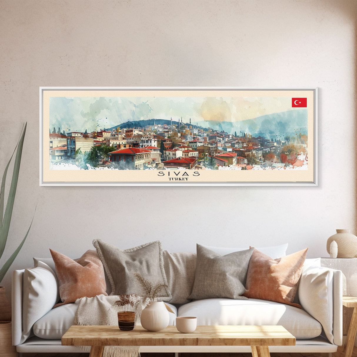 Sivas Turkey Travel Print Wall Art, Panoramic City Art, Travel Art, Wall Decor, Vacation Gift, Framed Canvas Print Or Metal Art