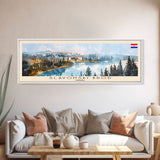 Slavonski Brod Croatia Panoramic Travel Poster, Framed Canvas Print or Metal Wall Art, Travel Art, Home Decor, Panoramic Painting, Midcentury Art