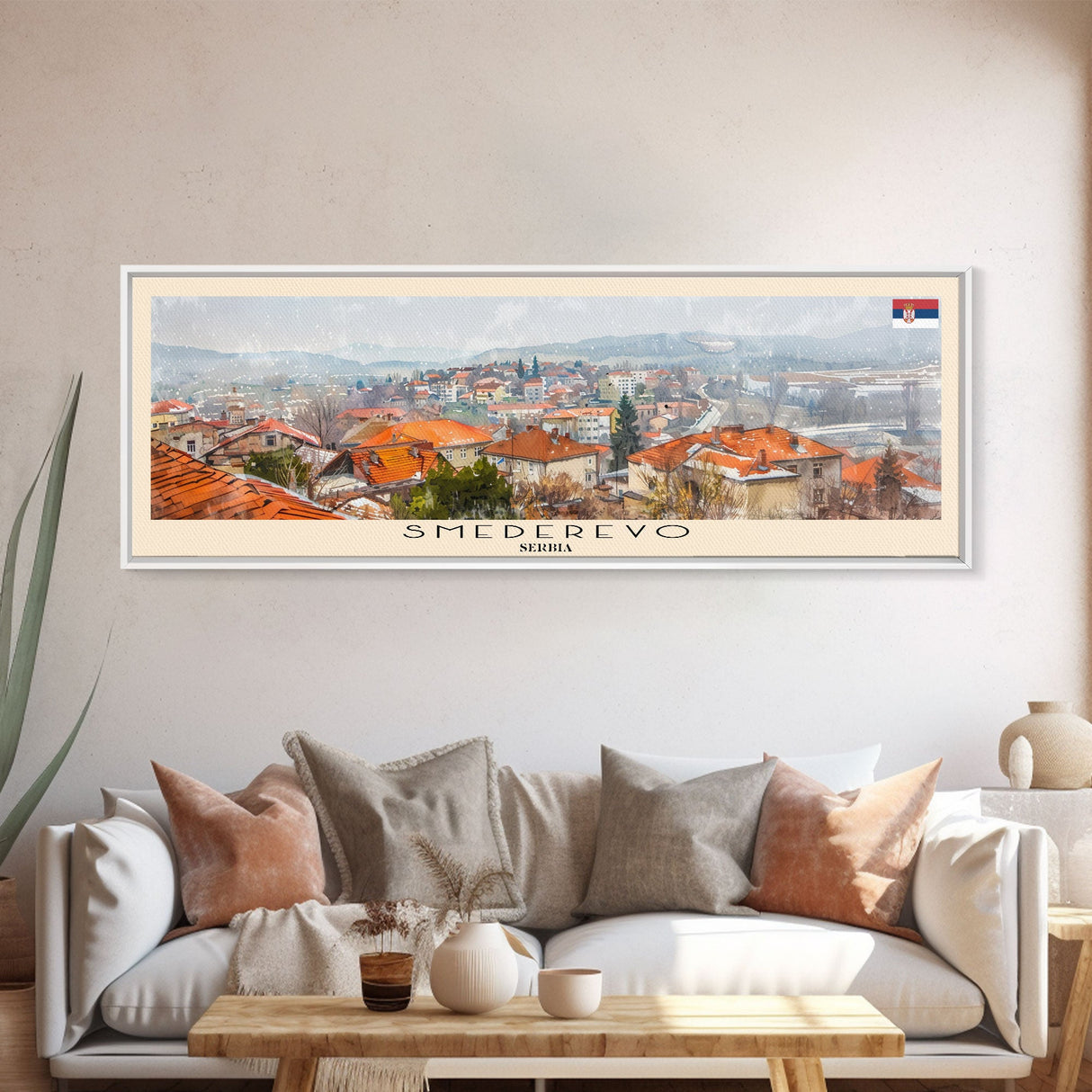 Smederevo Serbia Travel Print Wall Art, Panoramic City Art, Travel Art, Wall Decor, Vacation Gift, Framed Canvas Print Or Metal Art