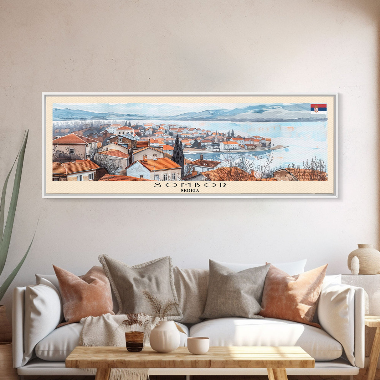 Sombor Serbia Travel Print Wall Art, Panoramic City Art, Travel Art, Wall Decor, Vacation Gift, Framed Canvas Print Or Metal Art