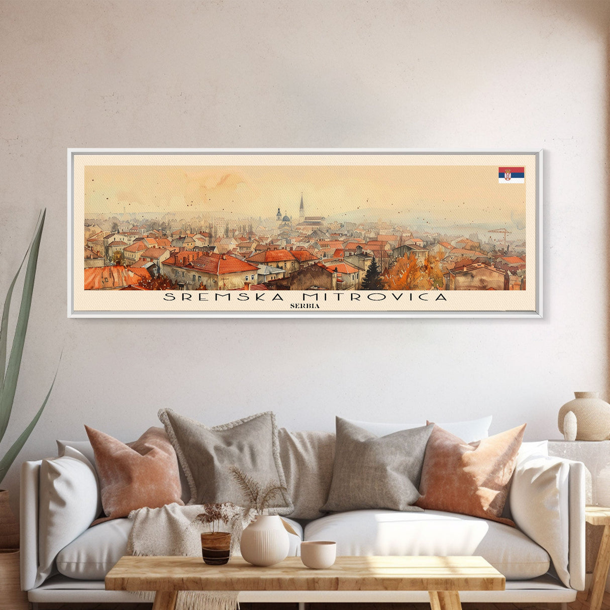 Sremska Mitrovica Serbia Travel Art, City Art, Framed Canvas Print or Metal Wall Art, Europe Travel Poster, Panoramic Wall Art, Extra Wide Wall Art