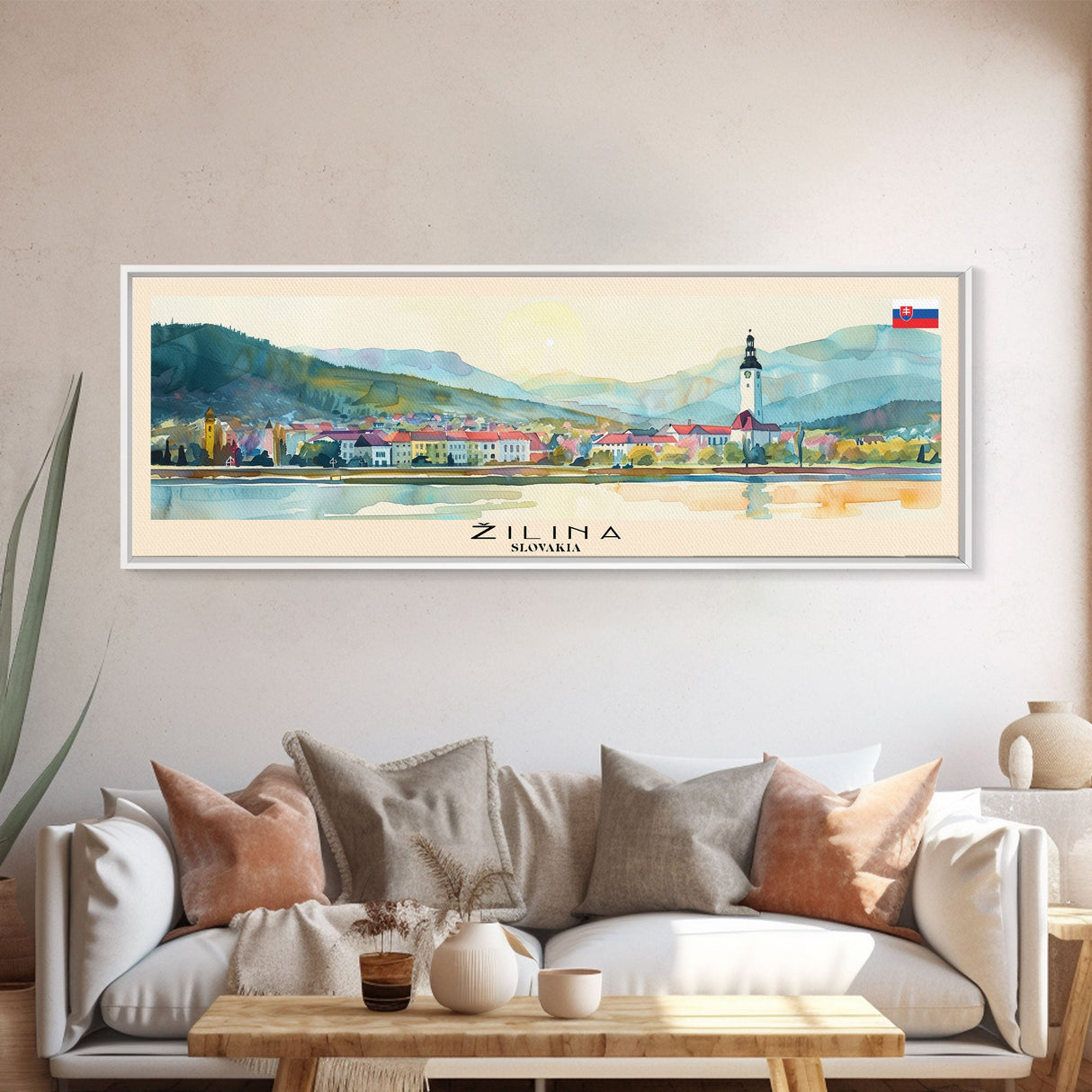 Zilina Slovakia Panoramic Travel Poster, Framed Canvas Print or Metal Wall Art, Travel Art, Home Decor, Panoramic Painting, Midcentury Art