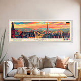 Aachen Germany  Panoramic Travel Poster, Framed Canvas Print or Metal Wall Art, Travel Art, Home Decor, Panoramic Painting, Midcentury Art