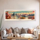 Aarhus Denmark  Panoramic Travel Poster, Framed Canvas Print or Metal Wall Art, Travel Art, Home Decor, Panoramic Painting, Midcentury Art