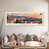 Almada  Portugal Travel Art, City Art, Framed Canvas Print or Metal Wall Art, Europe Travel Poster, Panoramic Wall Art, Extra Wide Wall Art