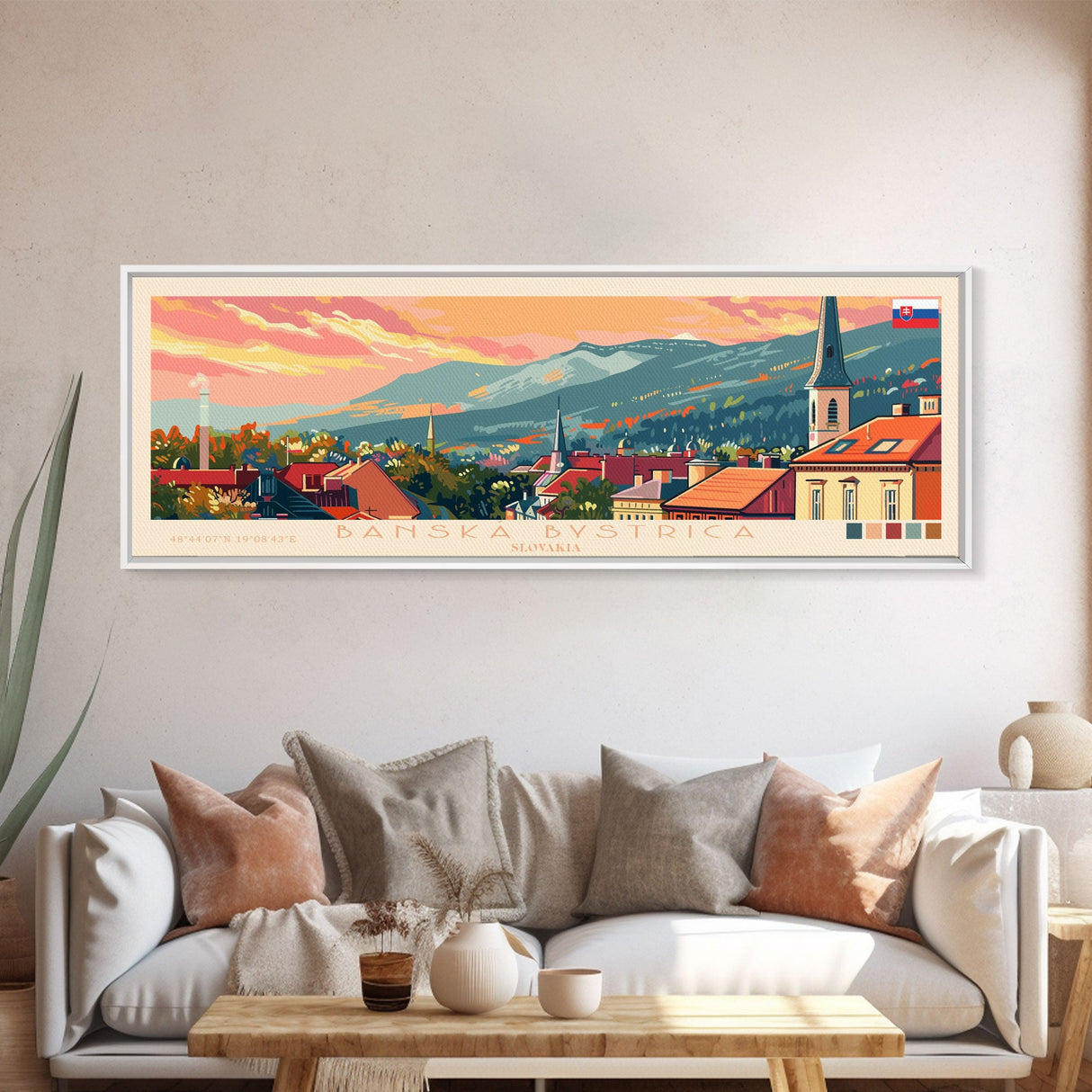 Banska Bystrica Wall Art, Panoramic Travel Poster, Panoramic Framed Canvas Print, City Wall Art, Wall Hanging Home Decor, Travel Art