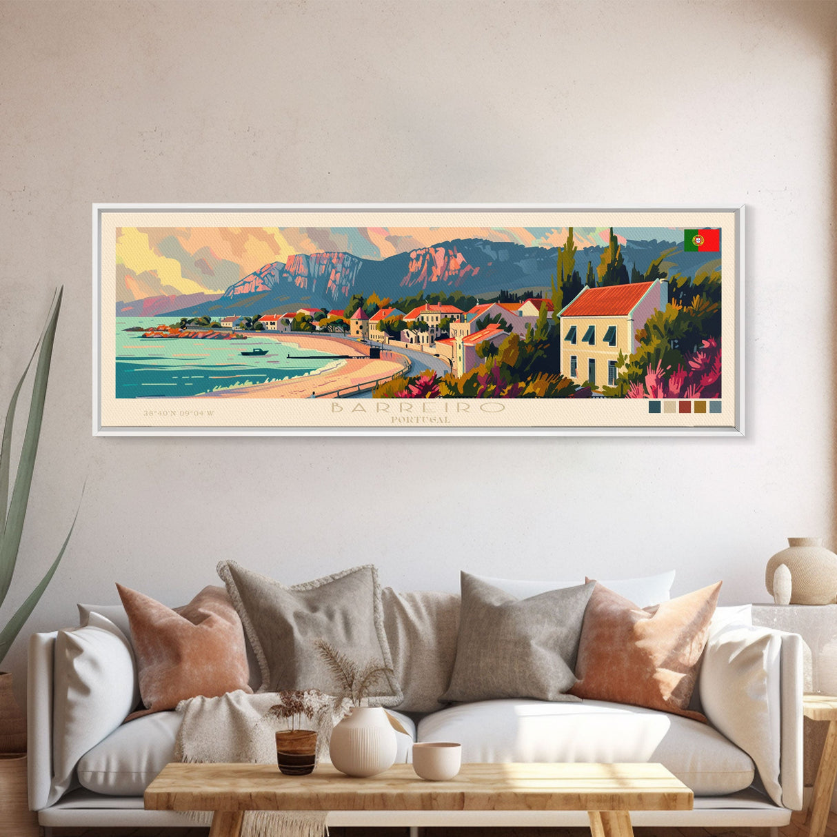 Barreiro Portugal Travel Print Wall Art, Panoramic City Art, Travel Art, Wall Decor, Vacation Gift, Framed Canvas Print Or Metal Art