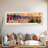 Bruges Belgium Travel Art, City Art, Framed Canvas Print or Metal Wall Art, Europe Travel Poster, Panoramic Wall Art, Extra Wide Wall Art