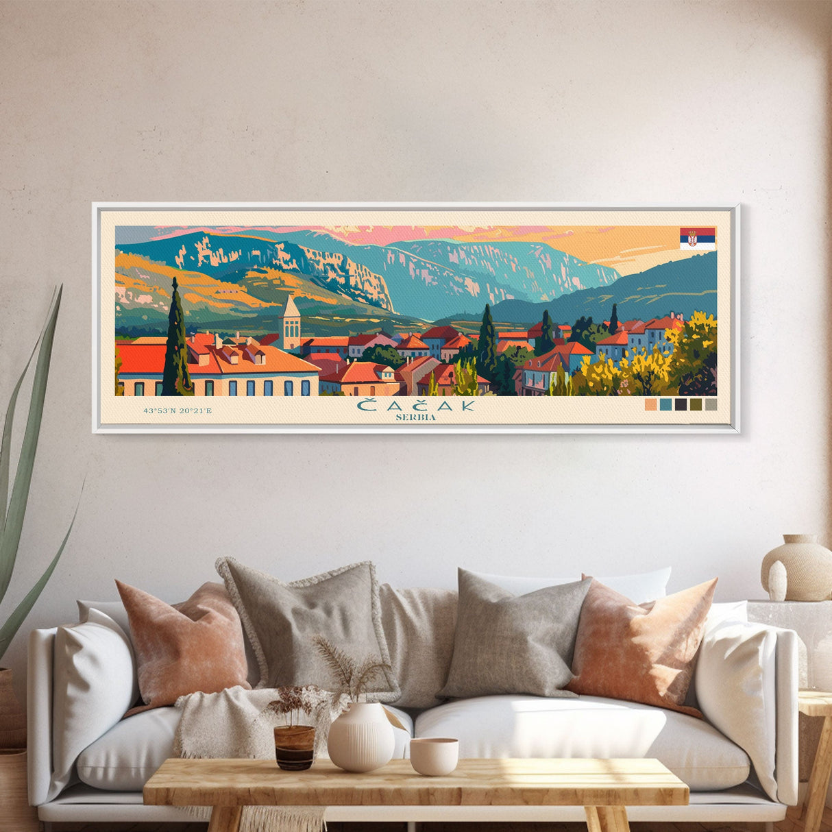 Čačak Serbia Wall Art, Panoramic Travel Poster, Panoramic Framed Canvas Print, City Wall Art, Wall Hanging Home Decor, Travel Art