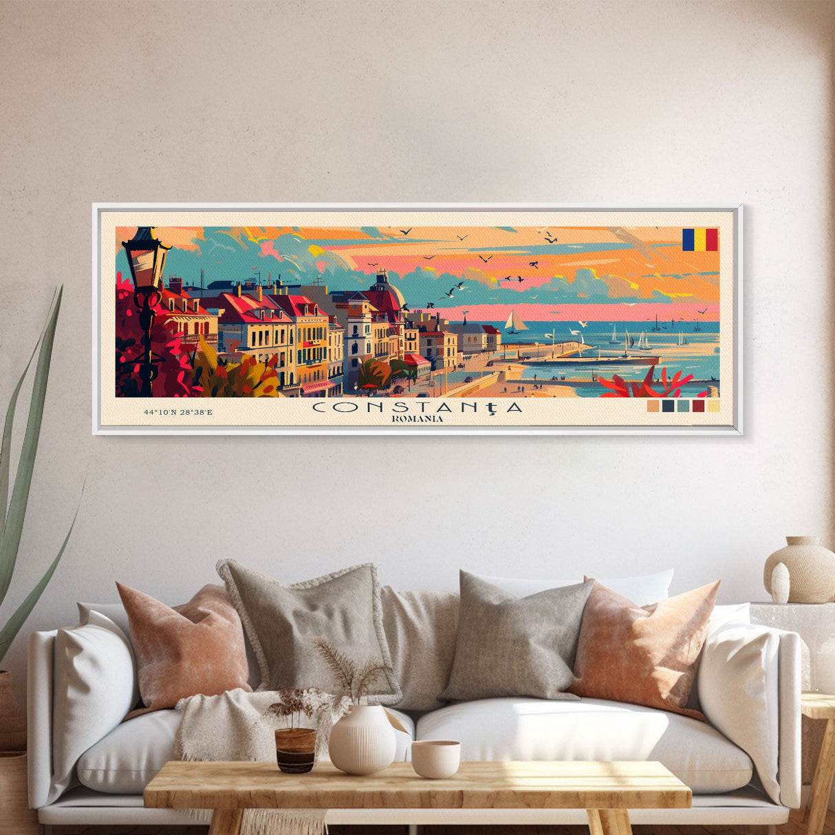 Constana Romania Wall Art, Panoramic Travel Poster, Panoramic Framed Canvas Print, City Wall Art, Wall Hanging Home Decor, Travel Art