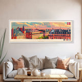 Copenhagen Denmark Travel Print Wall Art, Panoramic City Art, Travel Art, Wall Decor, Vacation Gift, Framed Canvas Print Or Metal Art