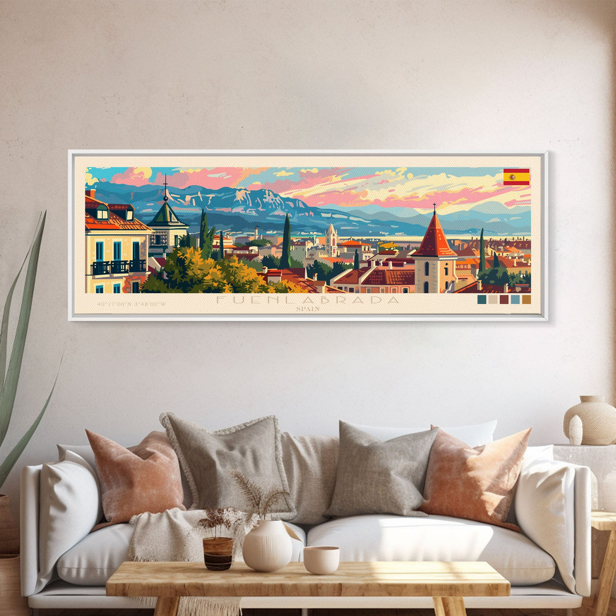 Fuenlabrada Spain Wall Art, Panoramic Travel Poster, Panoramic Framed Canvas Print, City Wall Art, Wall Hanging Home Decor, Travel Art