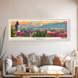 Geneva Switzerland Wall Art, Panoramic Travel Poster, Panoramic Framed Canvas Print, City Wall Art, Wall Hanging Home Decor, Travel Art